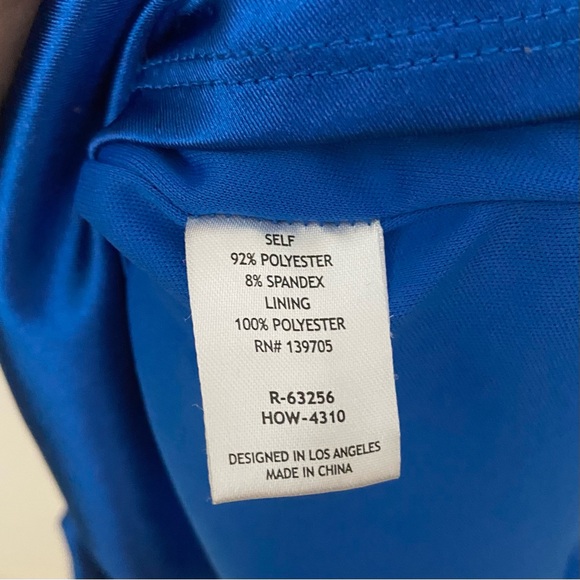 Blue Satin Ruched Wedding Guest Mini Dress - Picture 7 of 8